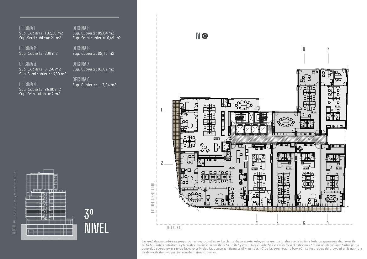 Av. del Libertador 6201 * – 3º 5 – Oficinas – Sup. 95.53 m2.  Valor m2: USD 3730