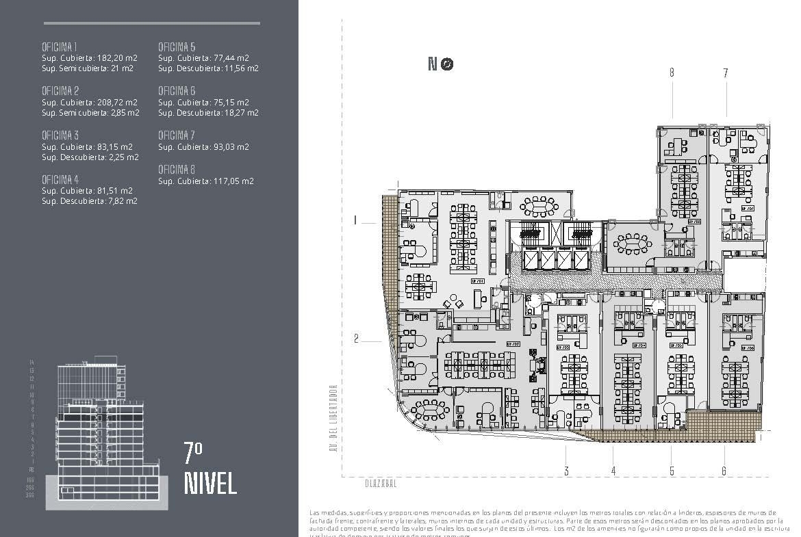 Av. del Libertador 6201 * – 7º 6 – Oficinas – Sup. 93.41 m2.  Valor m2: USD 3.625