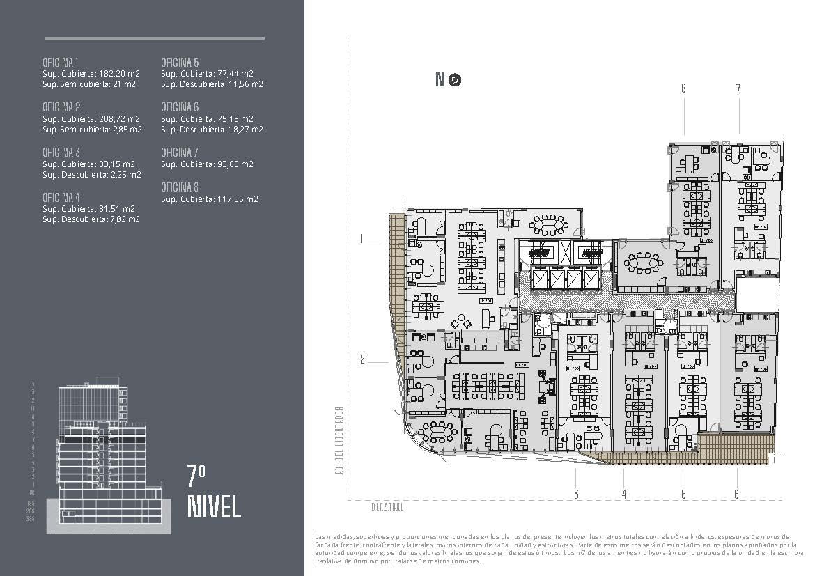 Av. del Libertador 6201 * – 7º 6 – Oficinas – Sup. 93.41 m2.  Valor m2: USD 3.625