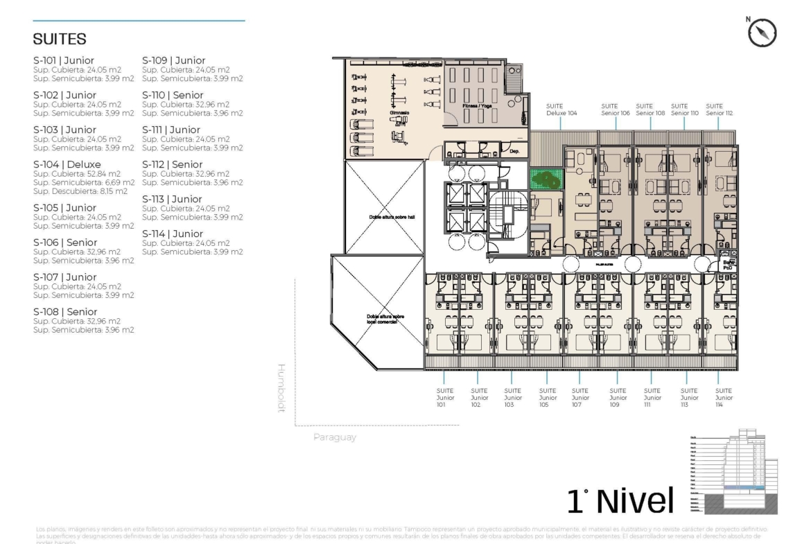 Paraguay y Humboldt  * 1º 4 – Suite DX – 2 amb. con amenities