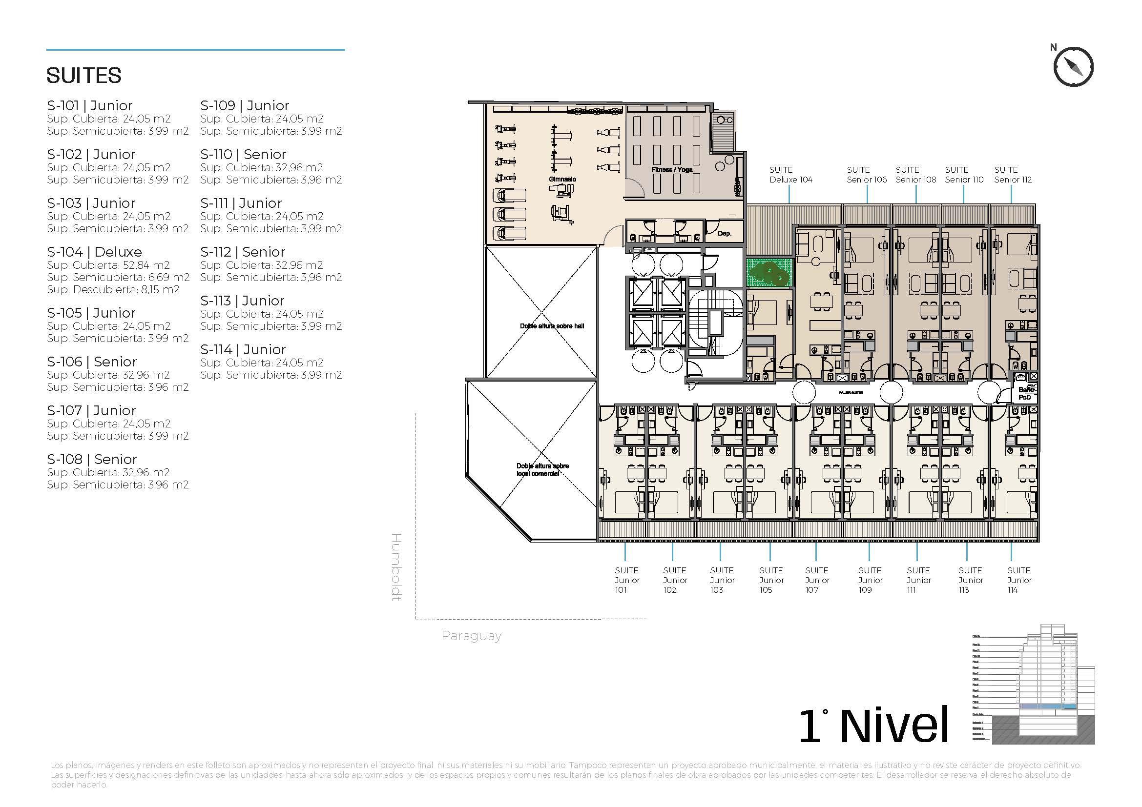 Paraguay y Humboldt  * 1º 4 – Suite DX – 2 amb. con amenities