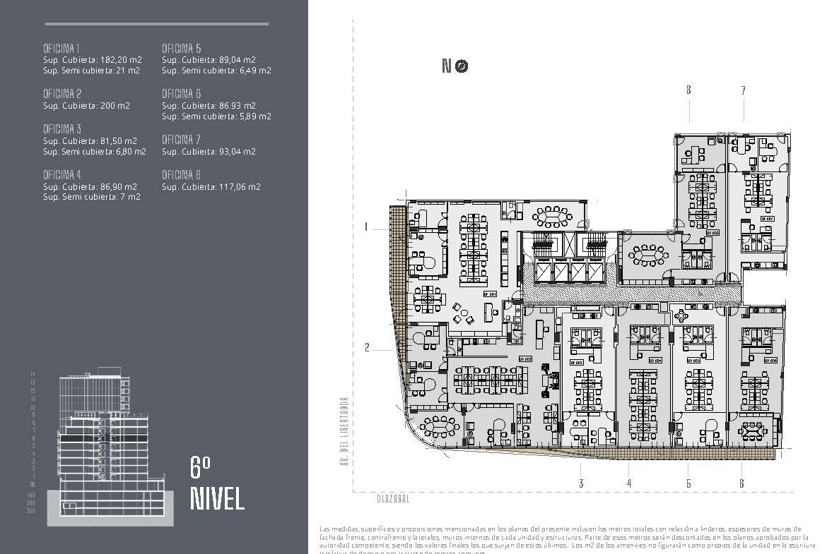 Av. del Libertador 6201 * – 6º 6 – Oficinas – Sup. 92.72 m2.  Valor m2: USD 3.589