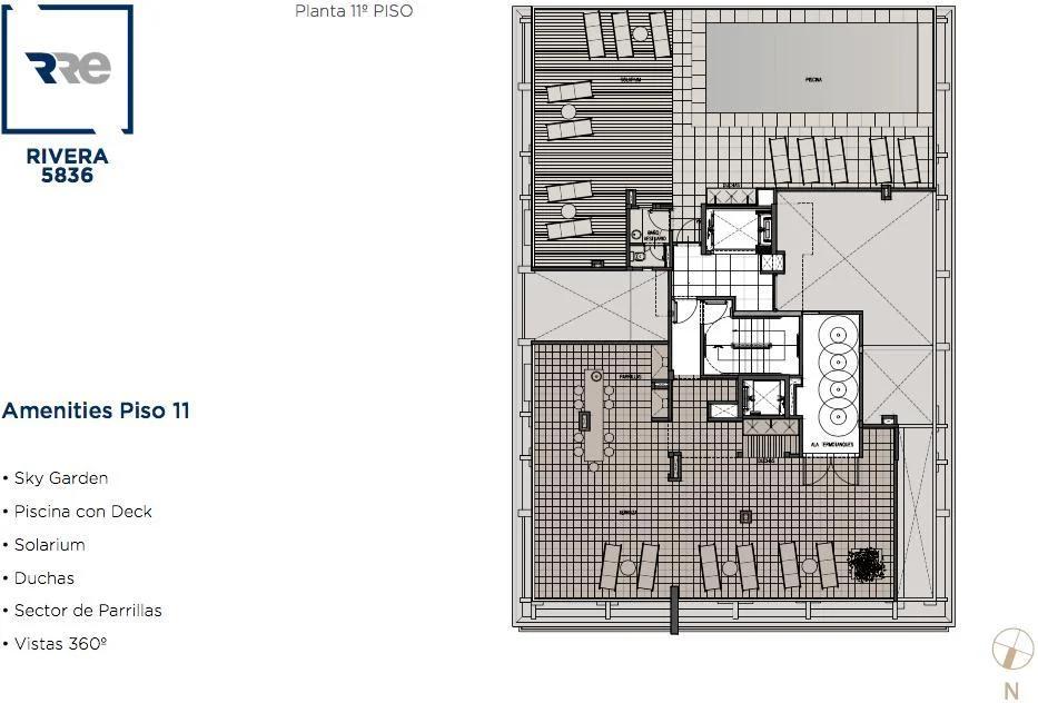 Pedro Ignacio Rivera 5800 9º H . ** Dpto. a estrenar 2 amb.  Amenities.  Piscina. Sup. : 52,64m2.   Por m2.:  2550