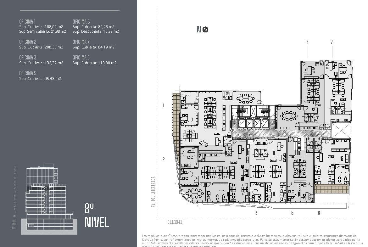 Av. del Libertador 6201 * – 10º 4 – Oficinas – Sup. 93.57 m2.  Valor m2: USD 3.662