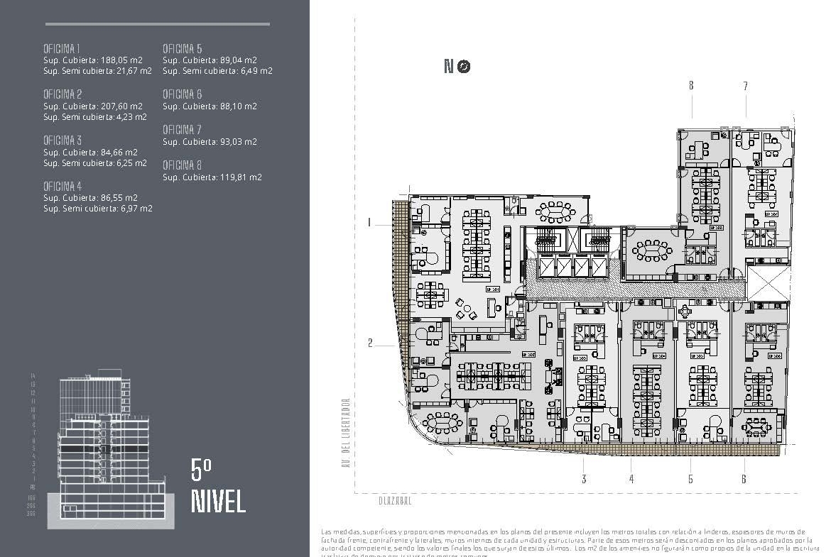 Av. del Libertador 6201 * – 5º 4 – Oficinas – Sup. 93.52 m2.  Valor m2: USD 3.552