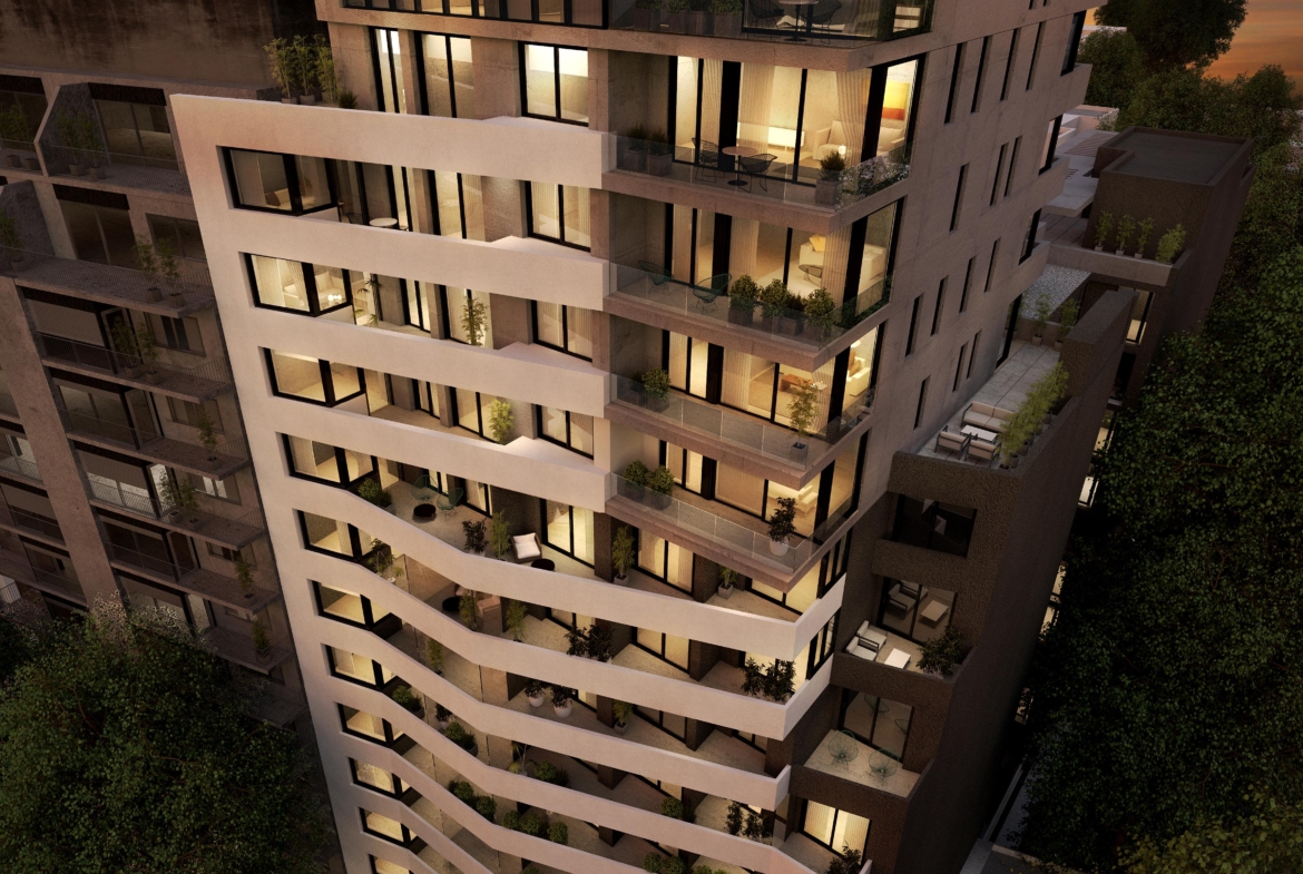 Av. Córdoba 4340 * – Torre 1 – 8º 5 – Depto. 2 amb. – Sup. 55.37 m2.  Valor m2: USD 2.869