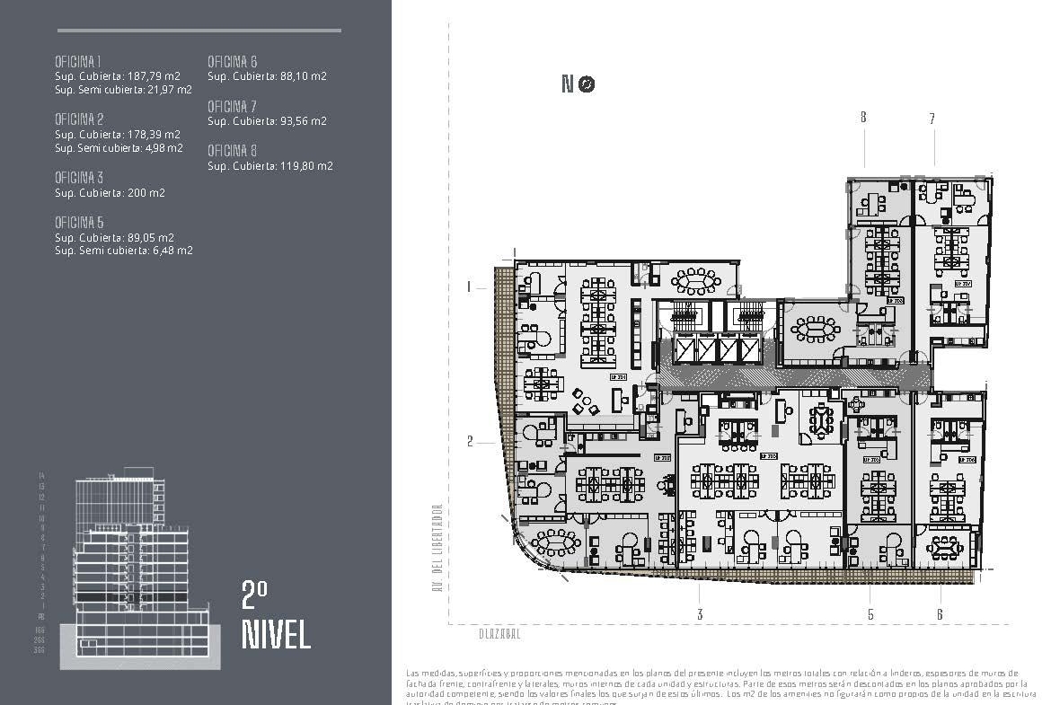 Av. del Libertador 6201 * – 2º 5 – Oficinas – Sup. 95.53 m2.  Valor m2: USD 3690