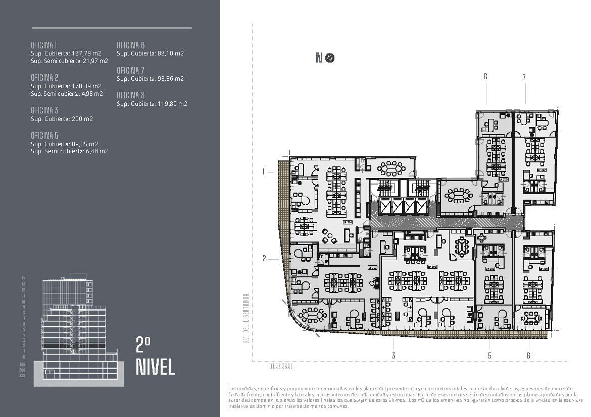 Av. del Libertador 6201 * – 2º 5 – Oficinas – Sup. 95.53 m2.  Valor m2: USD 3690