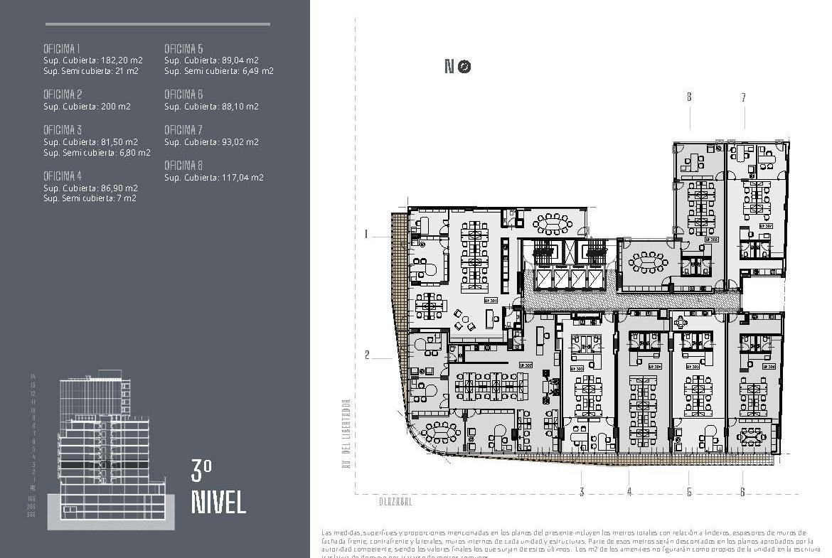 Av. del Libertador 6201 * – 3º 8 – Oficinas – Sup. 117.04 m2.  Valor m2: USD 3407