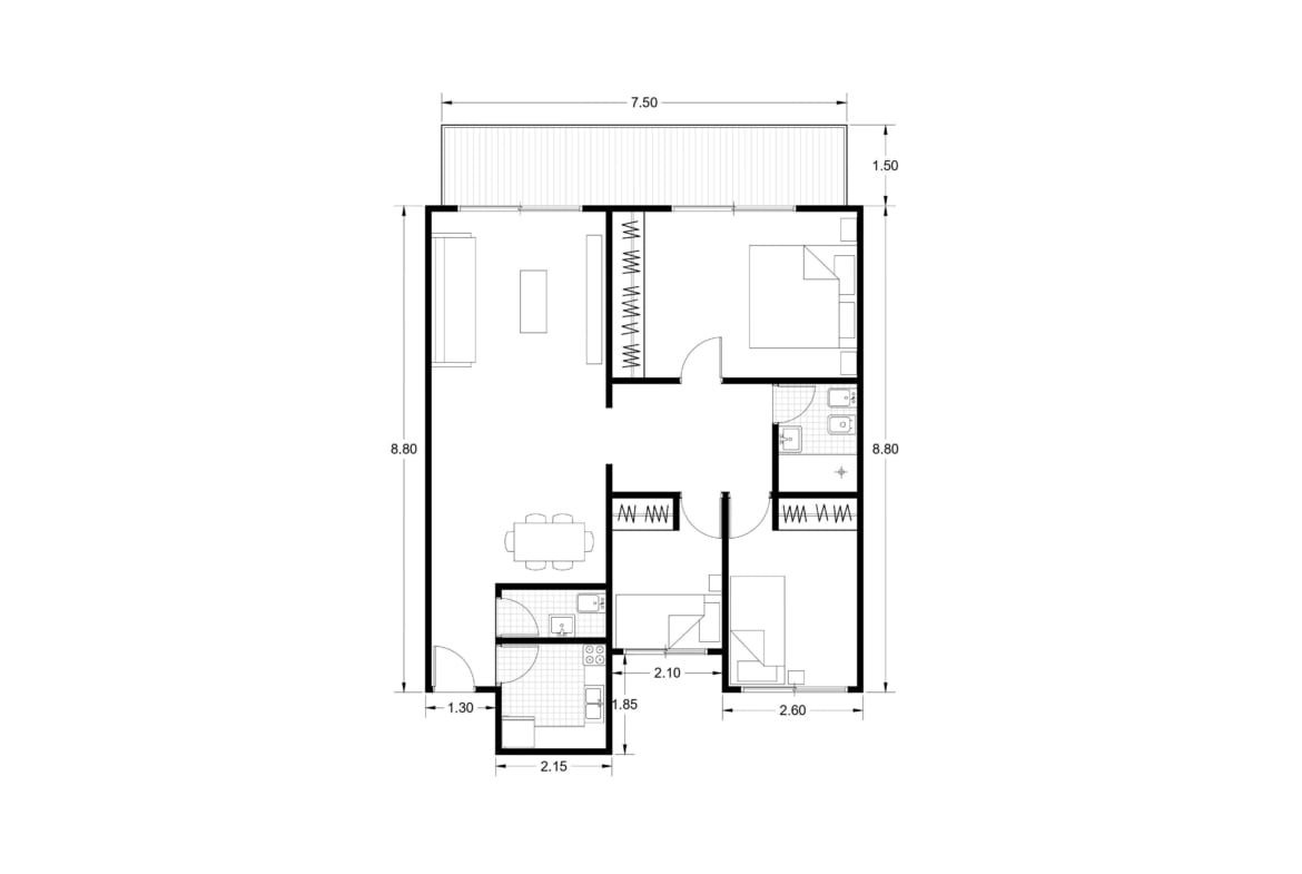 Humboldt al 300 ,2 piso al frente Depto. 4 amb. c/ toilette y balcón. ,Sup. tot.81m2.,Por m2  1650 .